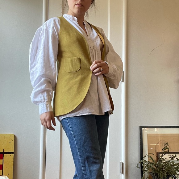 SOLDVintage Mustard Wool Vest - Picture 3 of 6